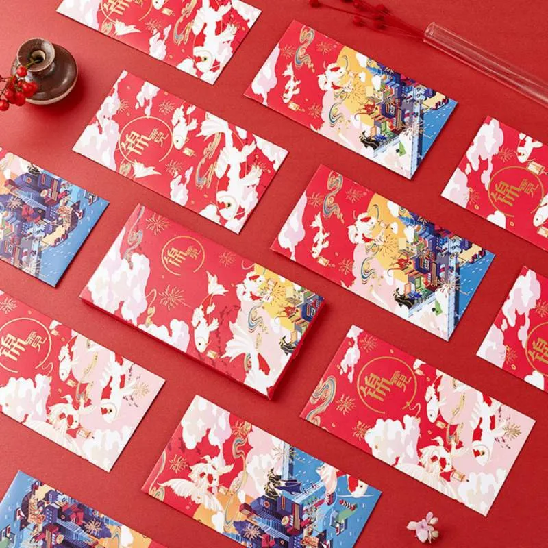 New Year Red Money Envelope Cartoon Chinese New Year Luck Fortune Red Packet Hong Bao Spring Festival Money envelopes for cash afbeelding
