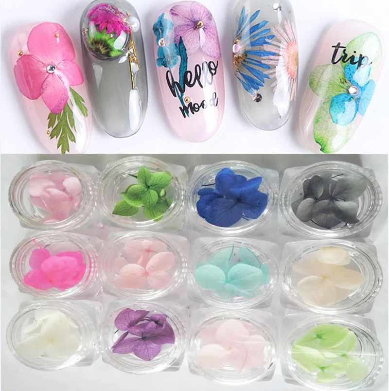 6 цветов, 1 коробка, сухие ногти, наклейка, настоящие сухие цветы, натуральный цветочный 3D стикер для ногтей, наклейки, ювелирные изделия, УФ Гель-лак, маникюр, украшение