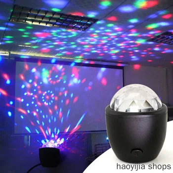 

New products for party concert small lights, USB LED mini stage lights USB active voice control multi-color LED disco ball magic