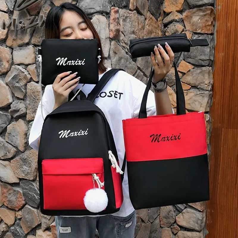 

Girl Oxford 3ps Set Backpacks Fashion School Bags For Teens Casual Large Capacity Bags