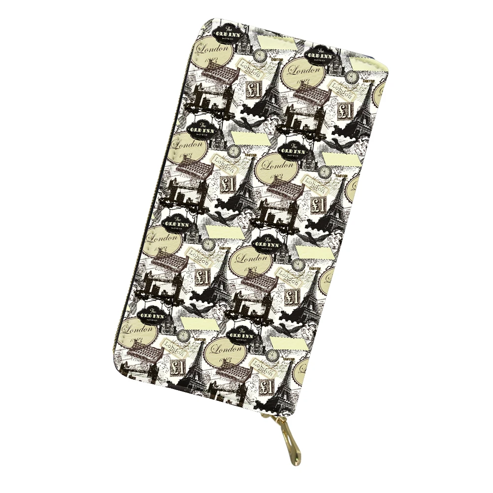 As Picture THKIN PU Leather Wallets with Paris Eiffel Tower and Love Pattern Ladies Zipper Purse Personalized Girls Print Money Coin Bag - Цвет: As Picture