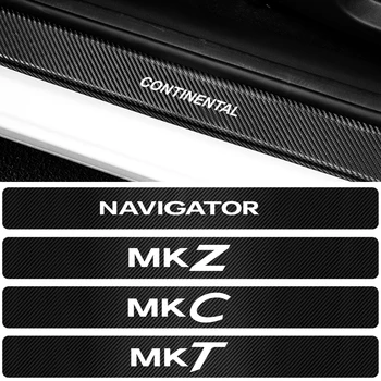

4PCS Car Door Sill Scuff Plate Protection Stickers Carbon Fiber Anti Scratch Decal for Lincoln Continental Navigator MKZ MKC MKT