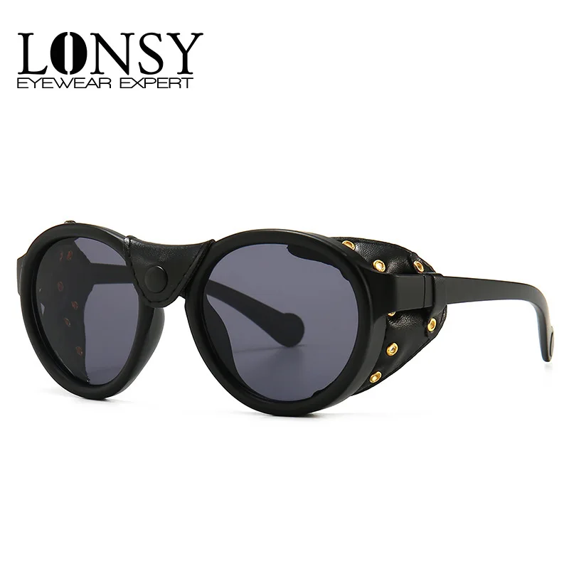 

LONSY Vintage Steampunk Sunglasses Men Women Brand Design High Quality Round Steam Punk Sun Glasses Shades UV400 Gafas De Sol