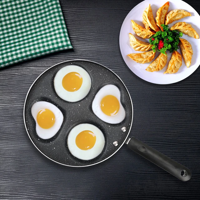 4 Buracos Pancake Pan Antiaderente Frito Ovo Frigideira Panquecas  Fabricante Com Alça Crepe Pan Para Café Da Manhã Ovos Cozinha Uten F8x7 -  Panelas - AliExpress