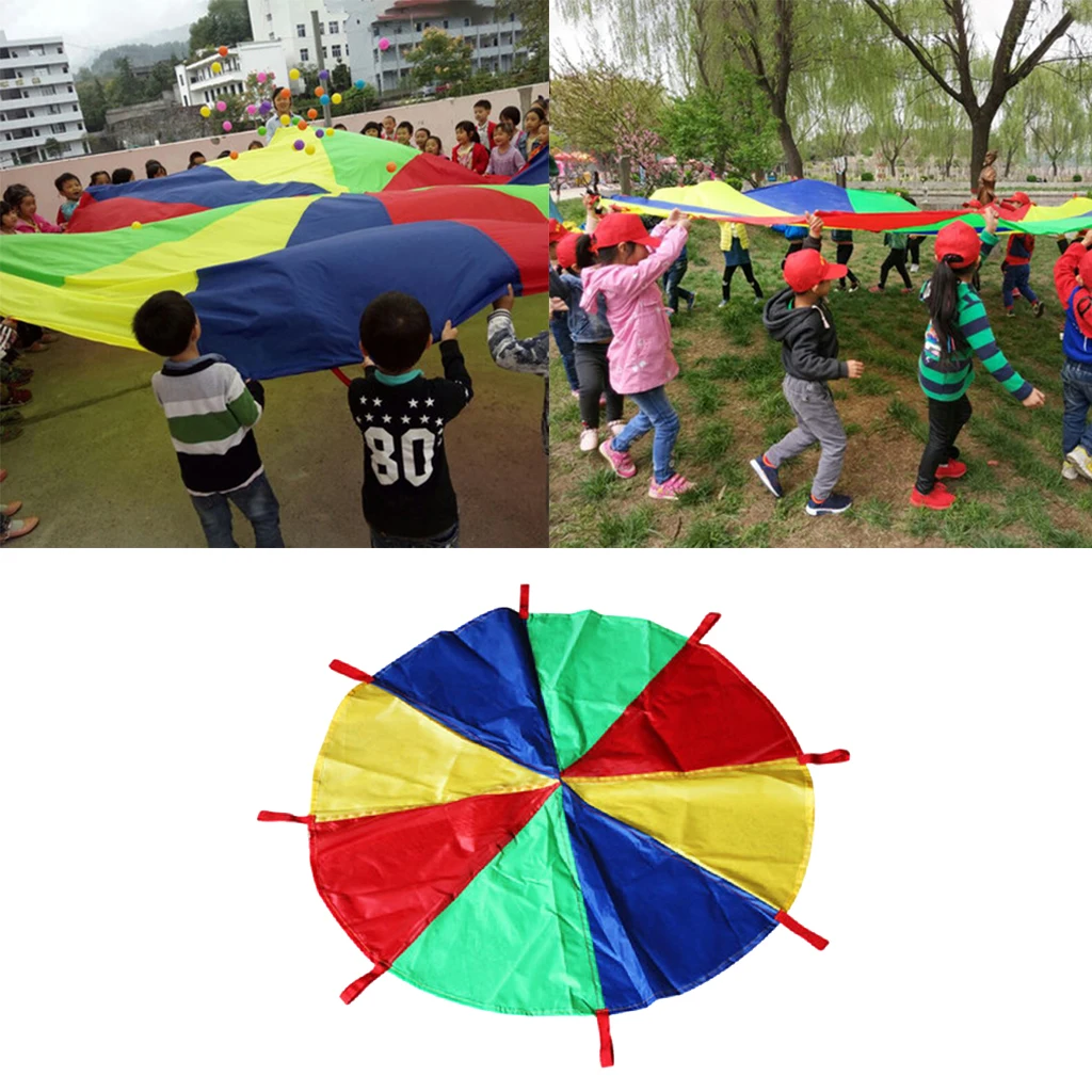 6-16 Feet Play Parachute with 8 Handles.Multicolored Tent Outdoor Games for Kids