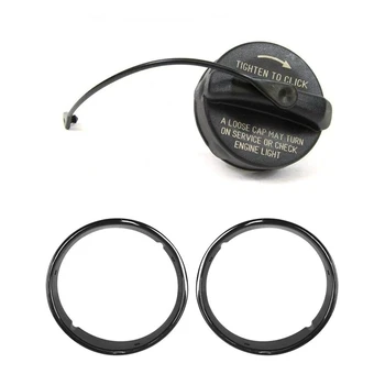 

1Pcs Non Locking Fuel Filler Gas Cap with Tether & 1 Pair Headlight Bezels Headlight Cover Trim for Jeep Wrangler Tj