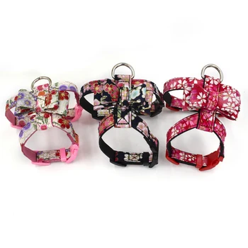 

25PCS / LOT Printed Pet Chest Straps Cloth Bowknot Dog Training Walking Safety Harness Pet Supplies