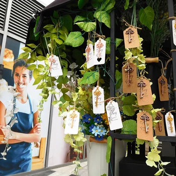 

20pcs Zinc Alloy Souvenir Gift Bottle Opener Party Favor With Tag Key Shaped DIY Wedding Birthday Vintage Wine Tool Practical