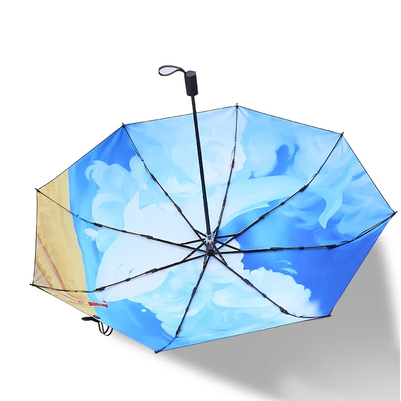 

Hipster Rain Umbrella Female INS Folding Vinyl Parasol UV Rain Or Shine Dual Purpose Umbrella Outdoor Parasol