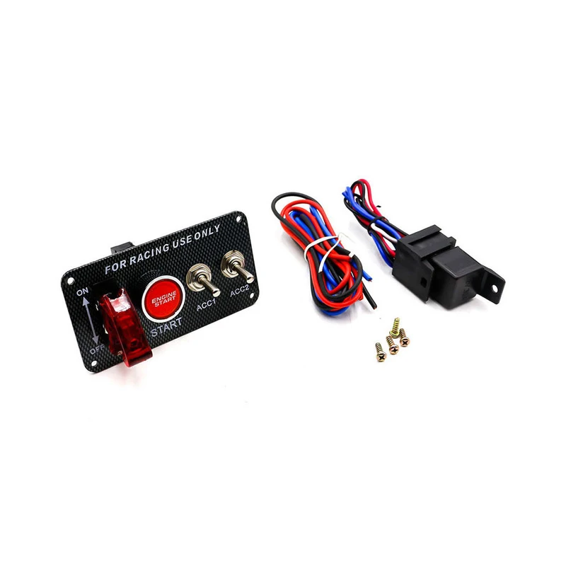 Interrupteur voiture pour les Voitures de Course 12V / 30A Fibre De Carbone  Racing 12 V LED D'allumage Panneau De Démarrage Moteur - Cdiscount Auto