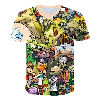 

Summer Kids Plants vs. Zombies T Shirt 3D Print Anime War T-shirts Plants Vs Zombies Wars Shirt 100% Polyester Children Clothes