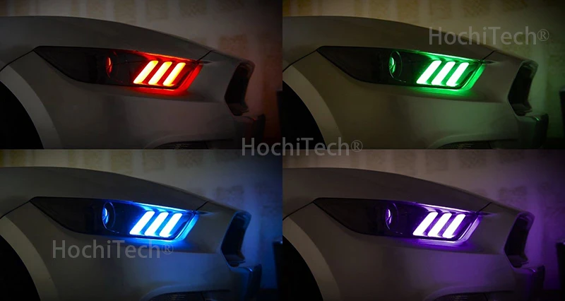 Последняя фара многоцветный RGB светодиодный ангельские глазки Halo Кольцо глаз DRL беспроводной контроль для Ford Mustang аксессуары