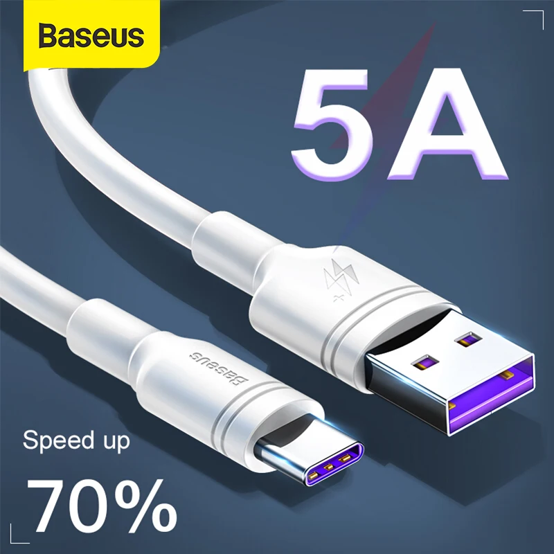 Baseus 5A USB Type C кабель для P30 Mate 20 Pro P20 Быстрая зарядка Xiaomi быстрое зарядное