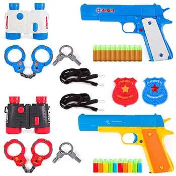 

Children's Soft Bullet Gun Toys Soft Bullet Pistol Handcuffs with Looking Glasses Luminous Bullet Play House Police Set Toys