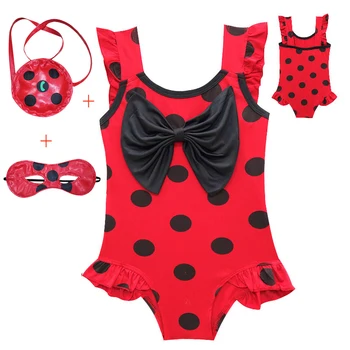 

Girls Swimwear 2020 Moana Kids Red Bathing Suits One Piece Swim Suit Baby Bikini Children Swim Wear with Mask Bag Beachwear