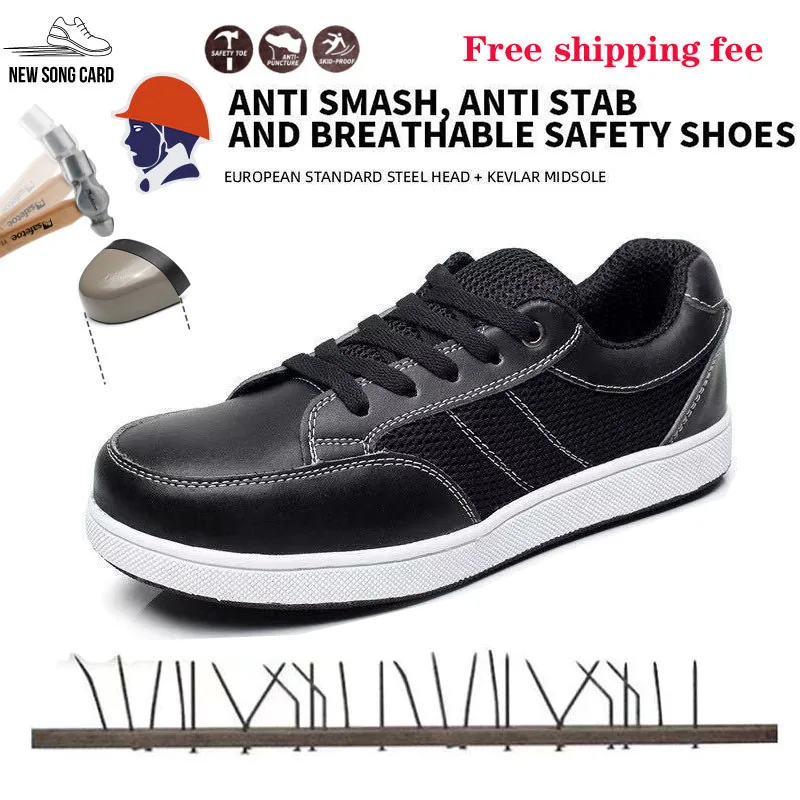 

Men Steel Toe Cap Cow Suede Leather Work Safety Shoes Woman Lightweight Breathable Anti-slip Protective Indestructible Boots