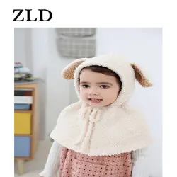 ZLD/милые детские зимние шапки ручной работы с мультяшными животными, пальто с искусственным мехом, Шапка-бини, детская ветрозащитная шапка