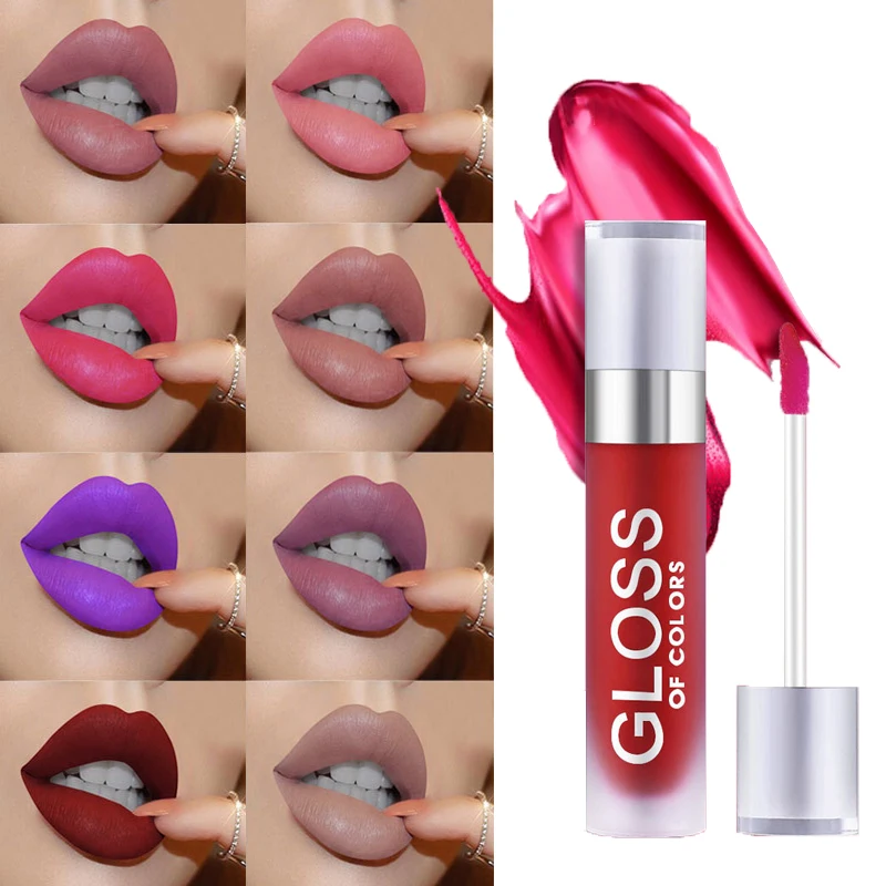 

Matte Lip Gloss Long Lasting Lip Gloss Waterproof Lipgloss Makeup Liquid Lipstick Brown Nude Chocolate Color lip
