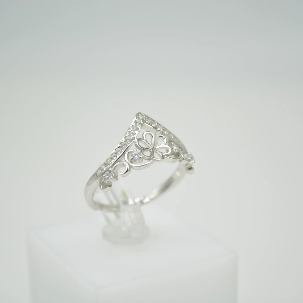 Simple micro Inlay Ring mountings fashionable pearl ring fittings girl S925 sterling silver jewelry accessories wholesale