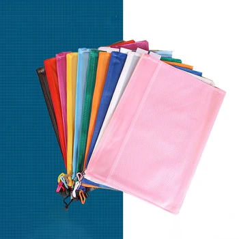 

1 Pcs Colorful Inner Double Layer Pvc Zipper Paper File Folder Book Pencil Pen Case Bag File Document Bags Supplies