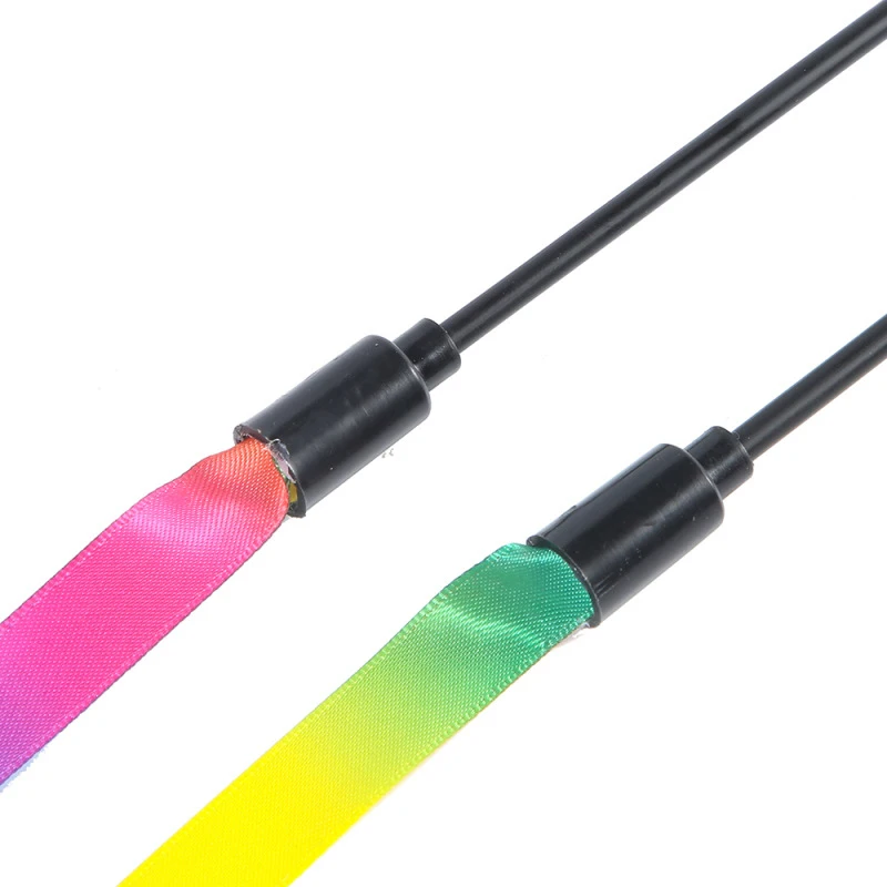1pcs Cat Toys Stick Feather Wand With Bell Mouse Cage Interactive Toys Color Spring Rainbow Ribbon Cat Teaser Stick Random Color