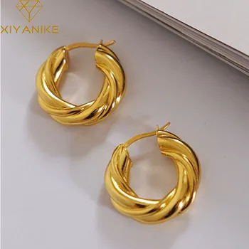 

XIYANIKE 925 Sterling Silver Stud Earrings Chic Simple Irregular Twisted Fine Jewelry for Women Elegant Party Accessories Gifts