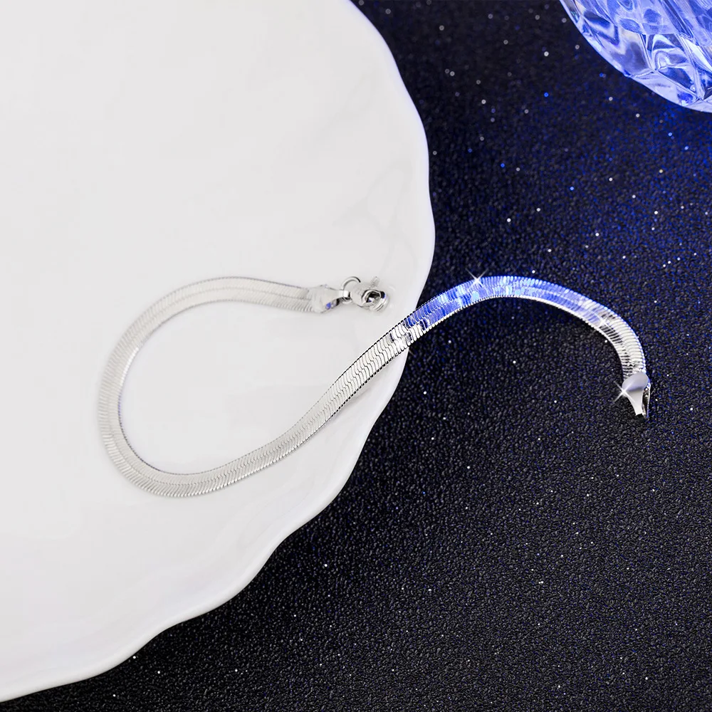 Ins Style 925 Sterling Silver Bracelet 4mm20cm Blade Snake Bone Bracelet For Men & Women Jewelry Gifts - Image 3