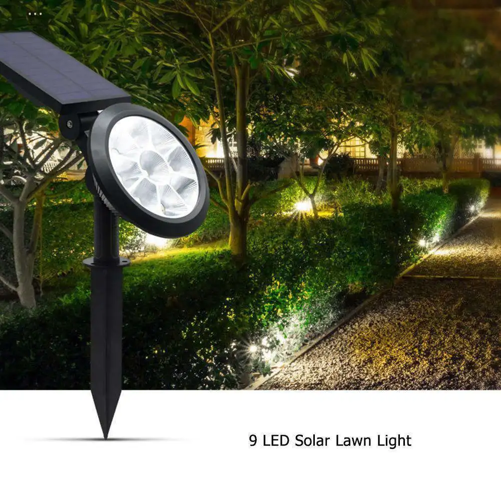 Открытый газонное освещение на солнечной лампы 9LED белый/теплый белый, двойной Цвет встроенные лампы двор балконное освещение трансграничной