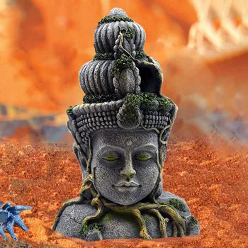 

Resin Artificial Aquarium Decoration Chinese Buddha Ornament Reptile Hideout Cave Decoration Fish Tank Aquarium Decor #