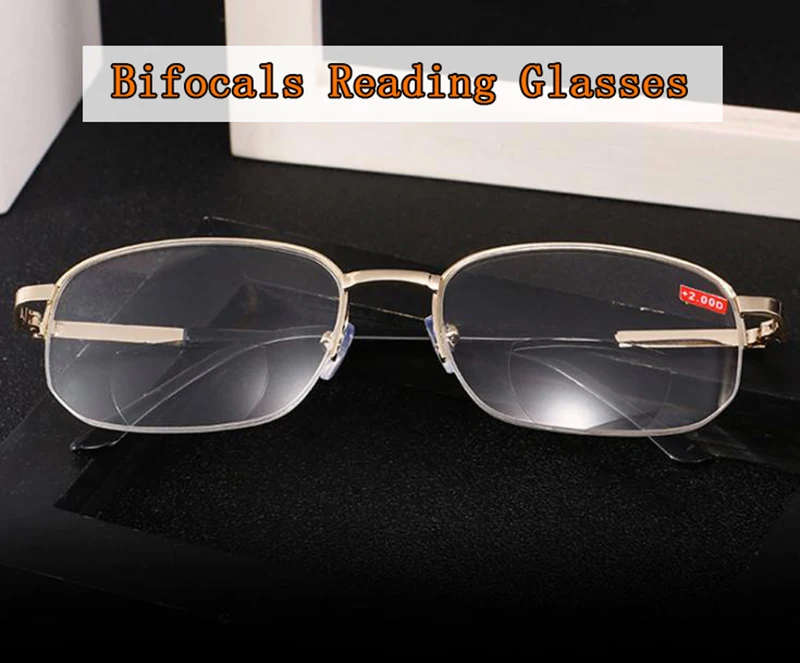 New Arrived Metal Semirim Bifocals Reading Glasses magnifier For Women Men Look Near Far Presbyopic Hyperopia Eyeglasses L3