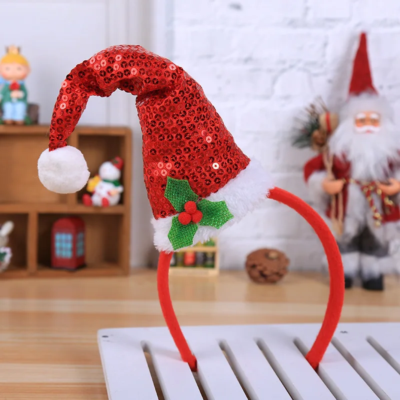 Рождественская повязка олень Санта снеговик украшения Рождественские украшения для детей взрослых Noel Декор Navidad год подарки - Цвет: style11-33-red hat