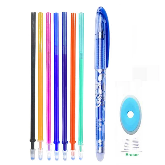 Erasable Pen Set Washable handle Blue Black Color Ink Writing Ballpoint Pens for School Office Stationery Supplies Exam Spare 9Pcs color-C