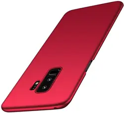 Super Luxury Matte Black Phone Cover - Premium Hard Slim PC Case - Galaxy S9 Plus (Red)