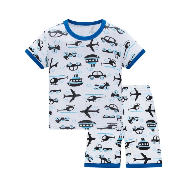 Kids Pajamas Set Summer Children Short Sleeve Sleepwear Rocket Boys Cartoon Pyjamas Clothing Nightwears Set 8