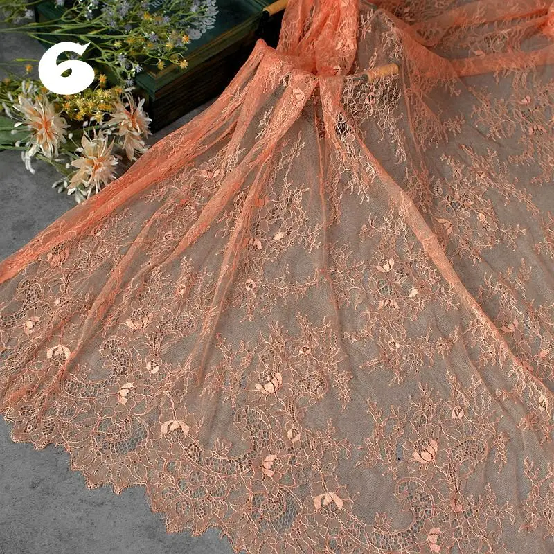42 Colors Available Subtle Thin Quality Eyelash Chantilly Lace Fabric for Skirt