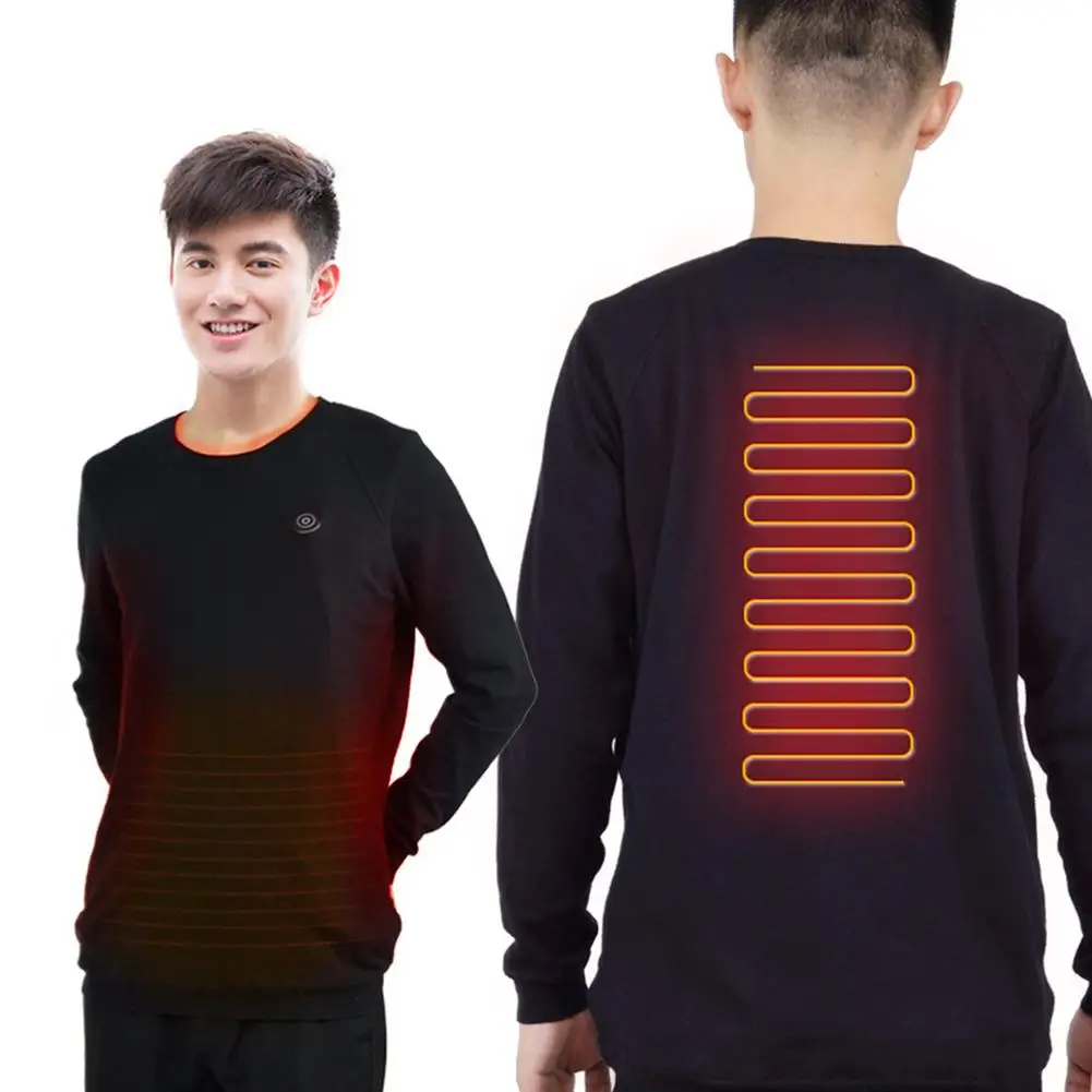 

Men Winter USB Heating Sweater Electric Heated Warm Clothing Sweatshirt Warm Carbon Fiber Heated Jacket Male Outdoor Sportwear