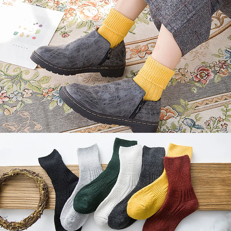 Однотонные носки без пятки с темным рисунком хлопковые Модные женские носки толстые женские Носки ярких цветов