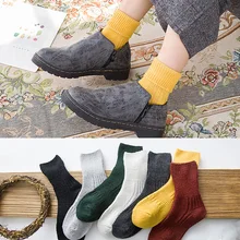 Однотонные носки без пятки с темным рисунком хлопковые Модные женские носки толстые женские Носки ярких цветов