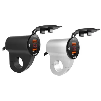 

Metal 12V Motorcycle Waterproof QC3.0 Dual USB Fast Charger LED Voltmeter Switch