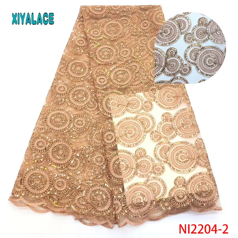 

Gold Lace Fabric High Quality African French Tulle Lace Fabric Embroidery Nigerian Wedding Lace Fabric For African Lace NI2204