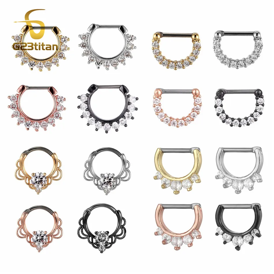 G23 красивые носовые кольца 16 г титановые обручи перегородка кликер уха Tragus Helix Conch
