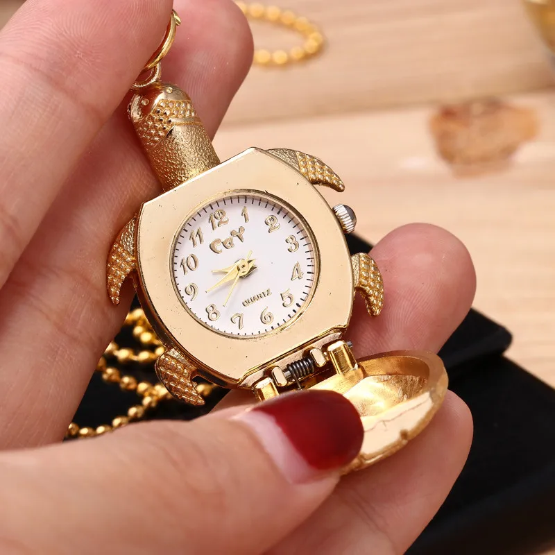 

New Turtle-shaped unisex retro quartz pocket watch vintage brass rib case quartz pocket watch holiday gift каѬманне ас 50*