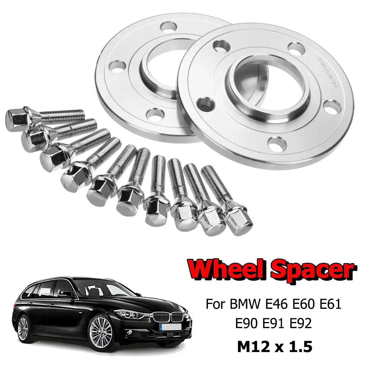 1 Pair Car Wheel Spacer Adapter Shims Kit 12mm Hubcentric 5x120mm For