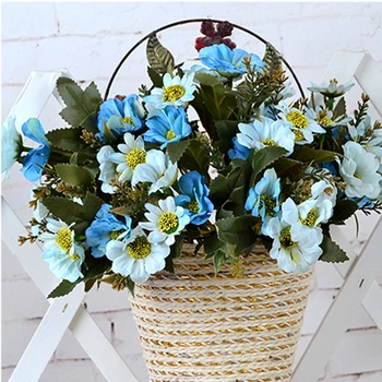 

5 pcs Simulation 14 head Daisy Flower Silk Artificial Chrysanthemum Flowers DIY Bouquet Home Wedding Flores Office Party Decor