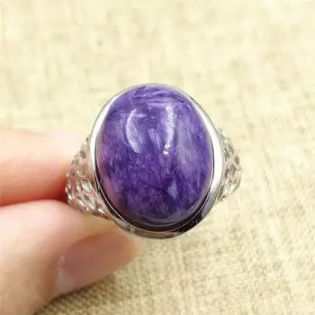 

Natural Purple Charoite Adjustable Ring 17x13mm Woman Men Love Luxury Gift Beads Gemstone 925 Sterling Silver Ring Jewelry AAAA