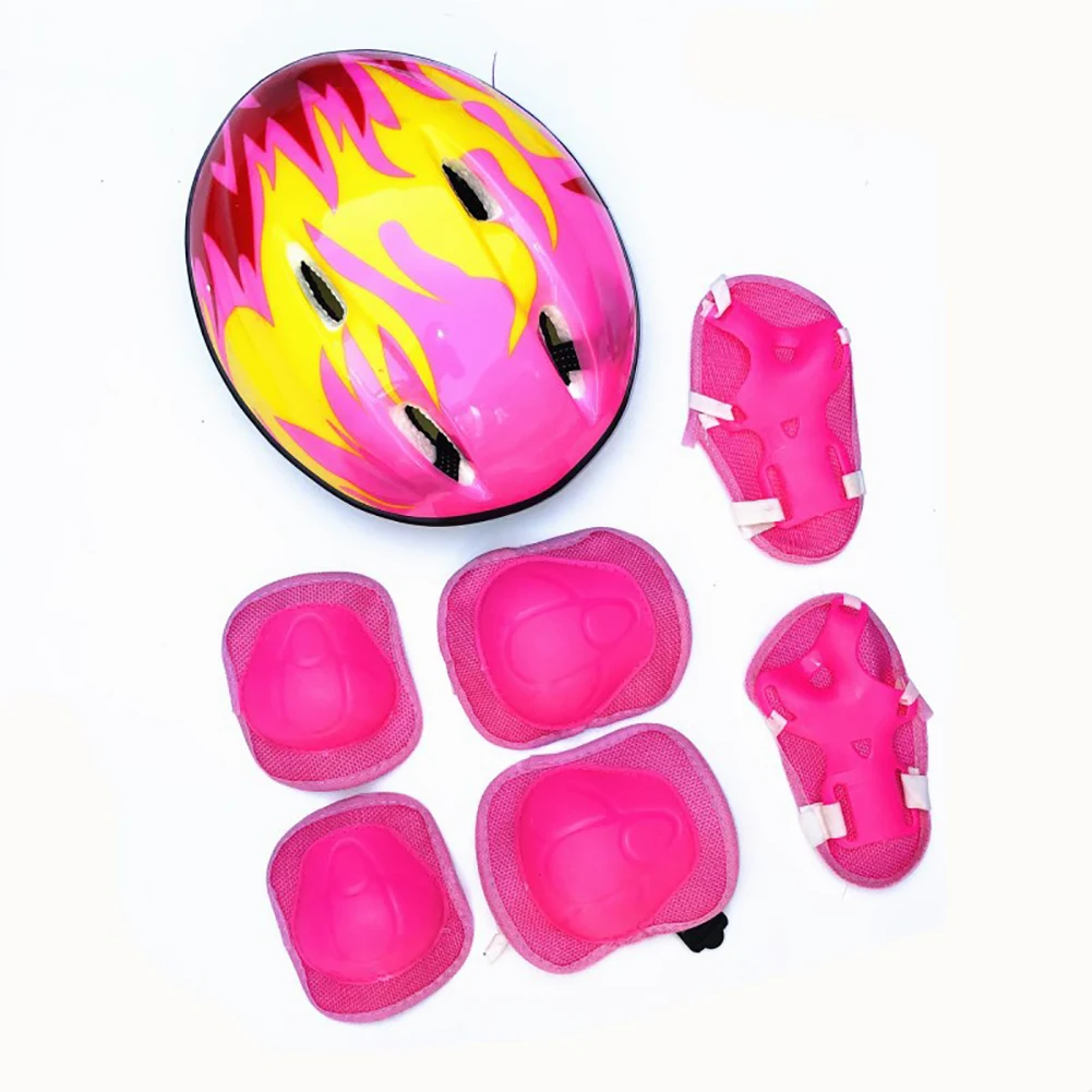 7 шт. налокотник защита для запястья ребенка регулируемый наколенник Детский велосипедный защитный механизм практичный велосипедный шлем роликовый подарок катание Спорт