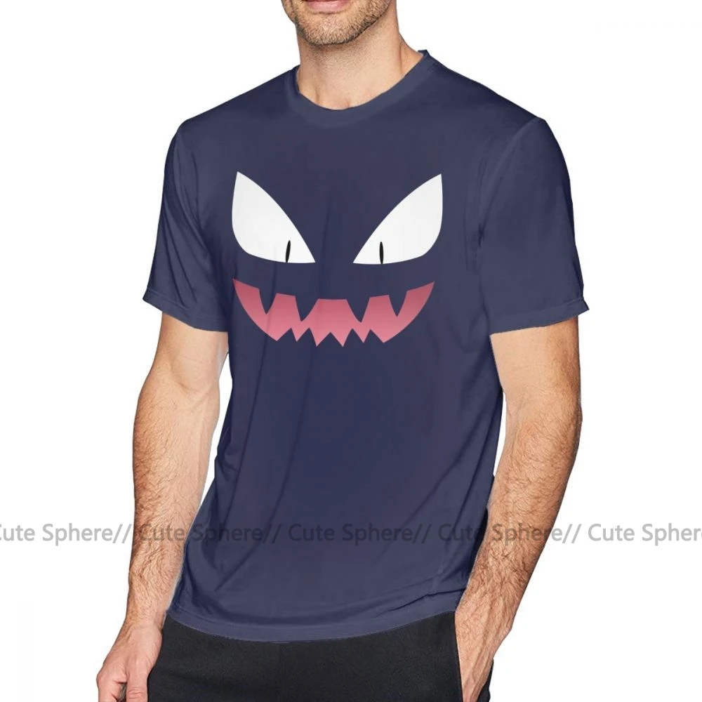 Футболка Gengar, футболка Pokemon Haunter Ghost, футболка с коротким рукавом из 100 хлопка, милая Повседневная мужская футболка с большим принтом - Цвет: Navy Blue