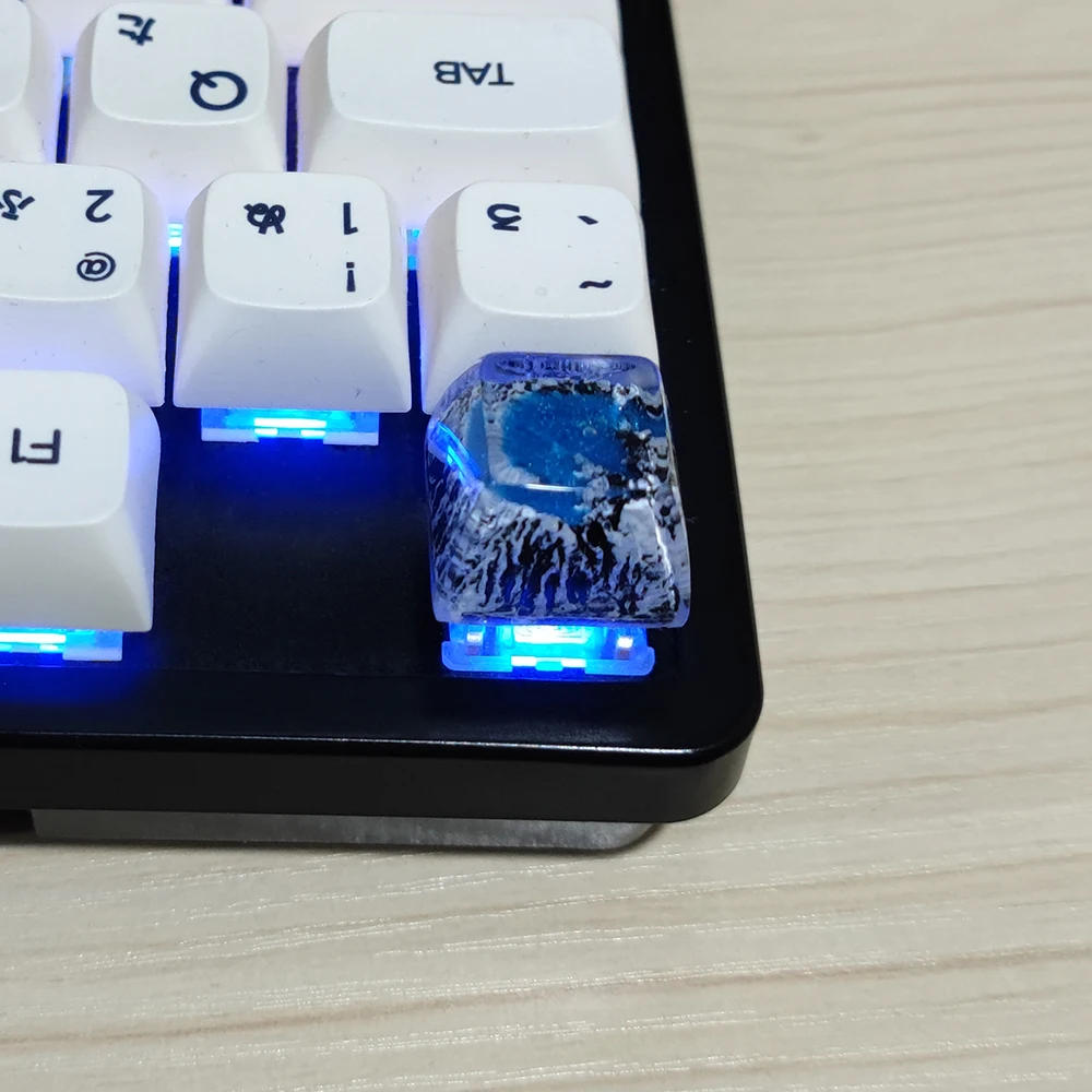 Customized Mount Fuji Snow Mountain Resin Keycaps For Cherry Switch Mechanical Keyboard SA R3 Profile Backlit Luminous Key Cap pink computer keyboard