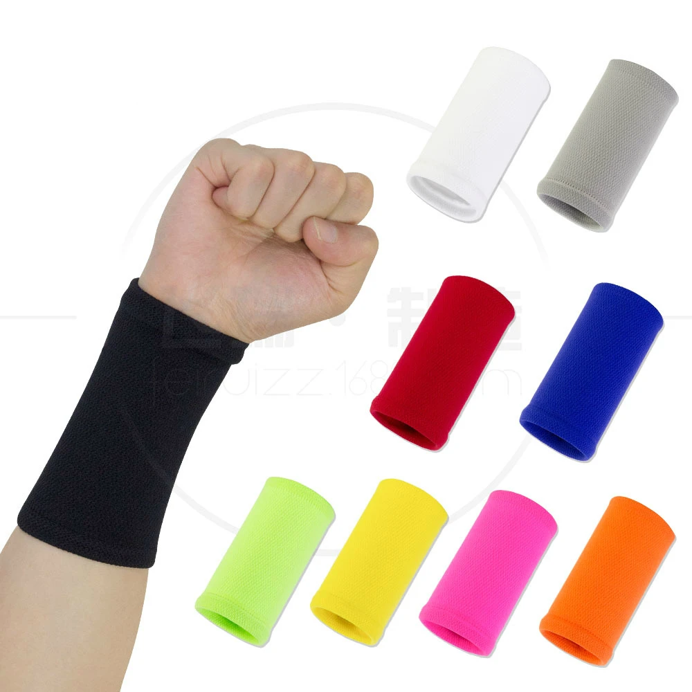 Long solid color compression wrist protector wrist sprain protector elastic sports fitness wrist cover can be customized LOGO