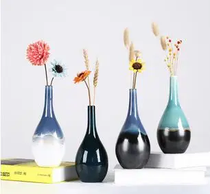 

CHINESE CERAMICS VASE COLOR GRADIENT GLAZE VASES DESK DECOR FLOWER INSERT ARTIFICIAL FLOWERS FLORAL VINTAGE HOME DECORATION